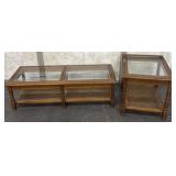 MCM Wood / Glass Top Coffee Table & End Table