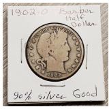 1902-O Barber Half-Dollar 90% Silver Good