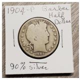 1904-P Barber Half-Dollar 90% Silver