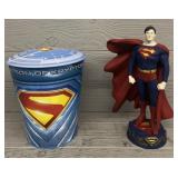(2) Superman Popcorn Tin and Stand Up Model