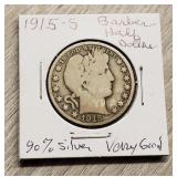 1915-S Barber Half-Dollar 90% Silver Very Good