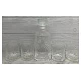 (5) Piece Crystal Square Decanter & Glasses Set