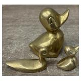 (3) Solid Brass Whales