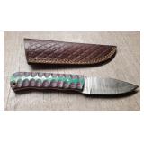 Damascus Fixed Blade Knife w/ Sheath #4