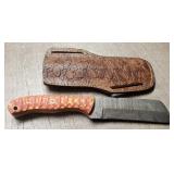 Damascus Fixed Blade Knife w/ Sheath #5