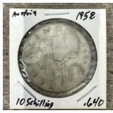 1958 Austria 10 Shilling Coin