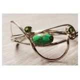 Sterling Silver Turquoise & Peridot Cuff Bracelet