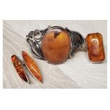 Sterling & Amber Bracelet / Ring / Earrings
