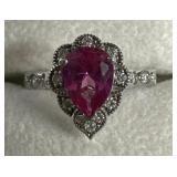 Pink Sapphire & Diamond Ring