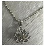 Sterling Silver Necklace with Lotus Pendant