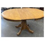 Wood Round Table with Built in Leaf