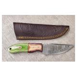 Damascus Fixed Blade Knife w/ Sheath #3