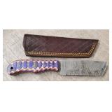 Damascus Fixed Blade Knife w/ Sheath #2