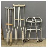 Collapsible Walker & (2) Sets of Crutches