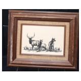 Framed Signed Elk Print