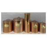 (5) Ballonoff Copper Lidded Pantry Containers
