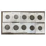 (10) 1917- 1929 Buffalo Nickels