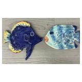 (2) Hand Painted Signed Wall Hanging Plate