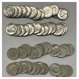 (50) Silver Roosevelt Dimes