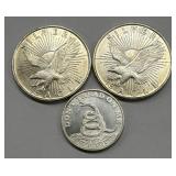 (2) 1oz Silver Eagle Rounds & (1) .5oz Round