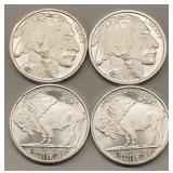 (4) 1oz Buffalo/Indian Head Silver Rounds #2