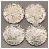 (4) 1oz Buffalo/Indian Head Silver Rounds #5