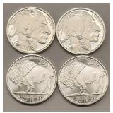 (4) 1oz Buffalo/Indian Head Silver Rounds #3