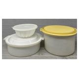 (3) Various Vintage Plastic Lidded Tupperware
