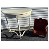 Mahogany Wall Table and Small Bench