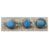 (3) Navajo Turquoise Rings