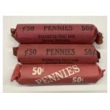 (3) Rolls of Wheat Back Pennies #1