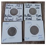 (4) Indian Head Nickels