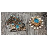 1940s Blue Rhinestones Broaches