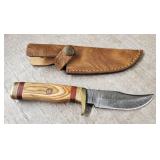 Damascus Fixed Blade Knife w/ Sheath #4