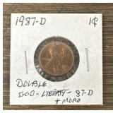 1987-D Mint Error Lincoln Cent