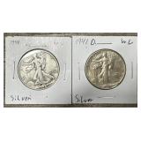 1941 & 1941-D 90% Silver W.L. Half Dollars