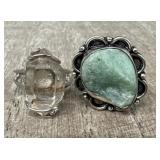 (2) Sterling Natural Stone Rings