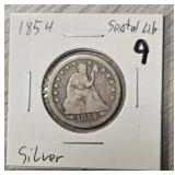 1854 Seated Liberty Quarter
