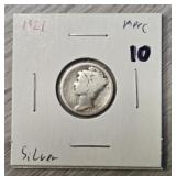 1921-P Silver Mercury Dime