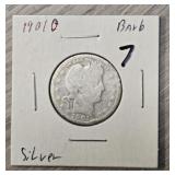 1901-O Silver Barber Quarter