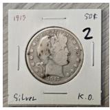 1913 Barber Silver Half Dollar