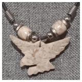 Hand Carved Eagle Stone Pendant Necklace