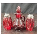Red Cruet & Salt & Pepper Shackers