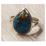 Sterling & Teardrop Turquoise Ring