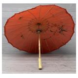 Hand Painted Oriental Umbrella w/ Bamboo Handle