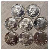 (8) Silver Prrof Kennedy Half Dollars: 40% Silver