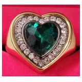 Kurt Geiger Heart w/ Green Gemstone Ring #2