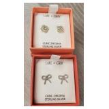 (2) Lake & Gray Sterling & Cubic Zirconia Earrings