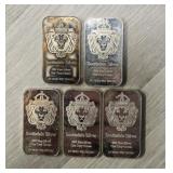 (5) One Ounce Silver Bars: Scottsdale #1