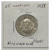 1928 Republica De Nicaragua 25Cent Coin
